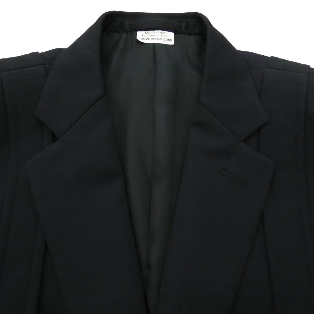 COMME des GARCONS HOMME DEUX コムデギャルソンオムドゥ 26SS DQ-J045 BELTED JACKET ベルテッドデザイン ダブルバックル パラシュート テーラードジャケット ネイビー系 XS【極上美品】【中古】