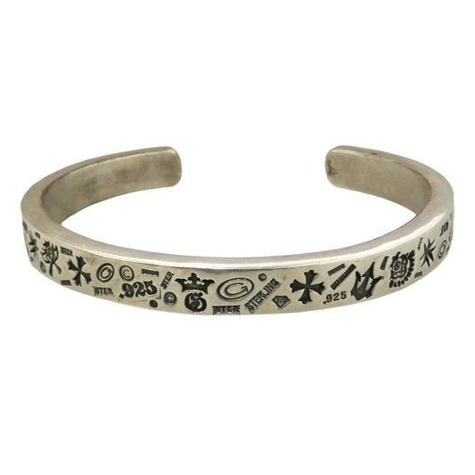 GABOR ガボール BG-102 ギャランティ付属 Gaboratory Multi Stamp Quarter Flat Bar Bangle 7mm Bold ガボラトリー マルチ スタンプ クォ―ター フラット バー バングル シルバー系【中古】
