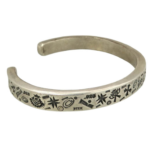 GABOR ガボール BG-102 ギャランティ付属 Gaboratory Multi Stamp Quarter Flat Bar Bangle 7mm Bold ガボラトリー マルチ スタンプ クォ―ター フラット バー バングル シルバー系【中古】