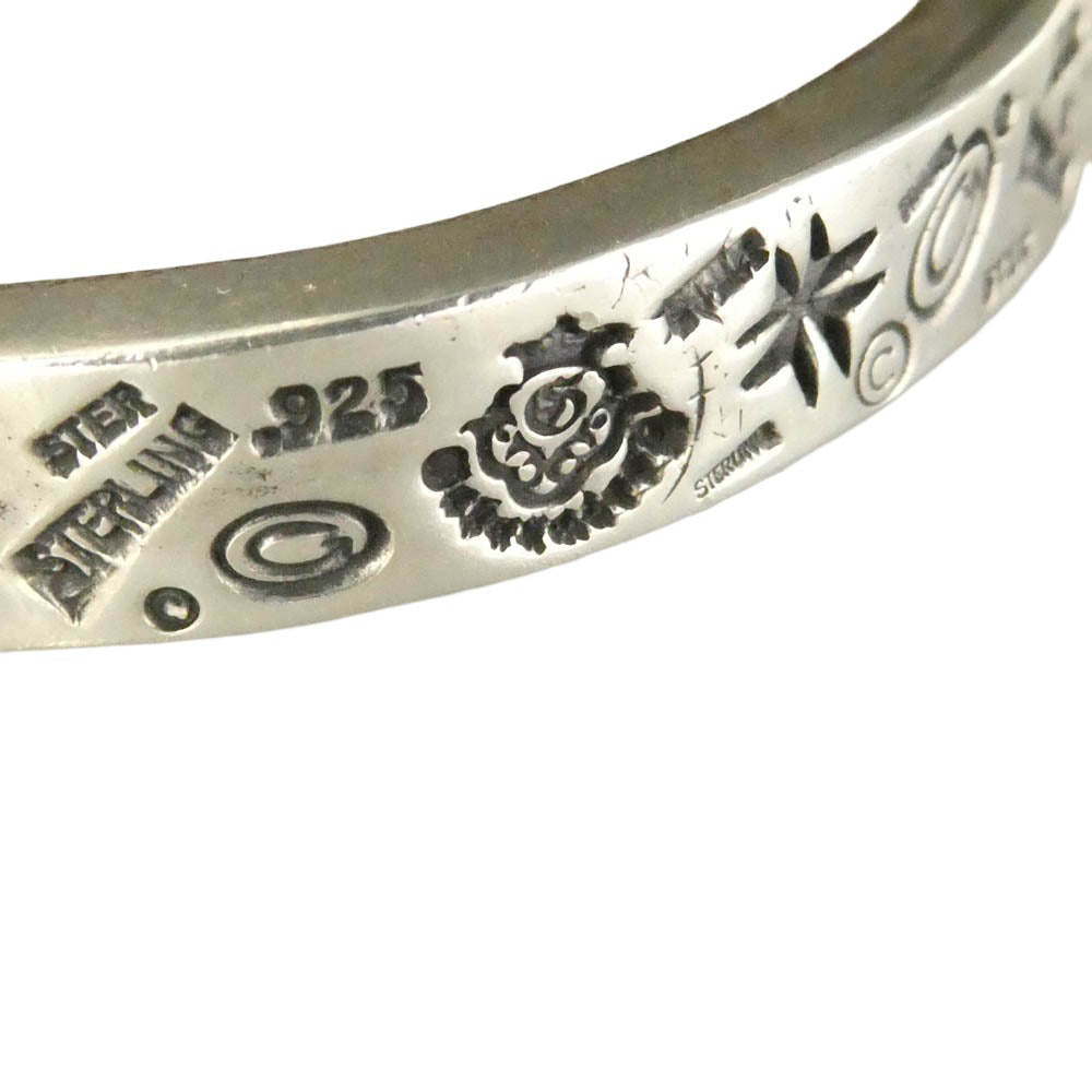 GABOR ガボール BG-102 ギャランティ付属 Gaboratory Multi Stamp Quarter Flat Bar Bangle 7mm Bold ガボラトリー マルチ スタンプ クォ―ター フラット バー バングル シルバー系【中古】
