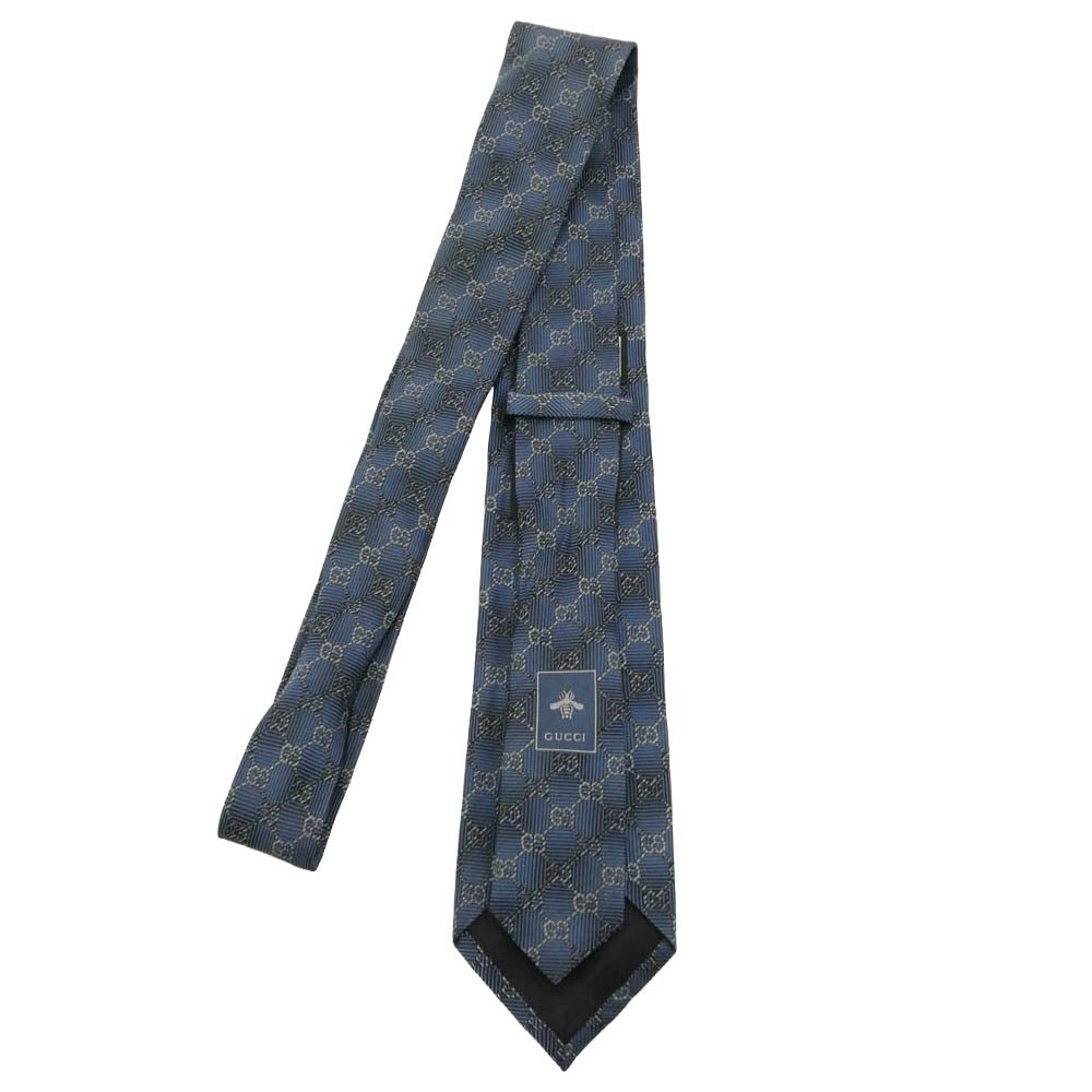 GUCCI グッチ GGロゴ総柄 シルク ネクタイ ブルー系【中古】