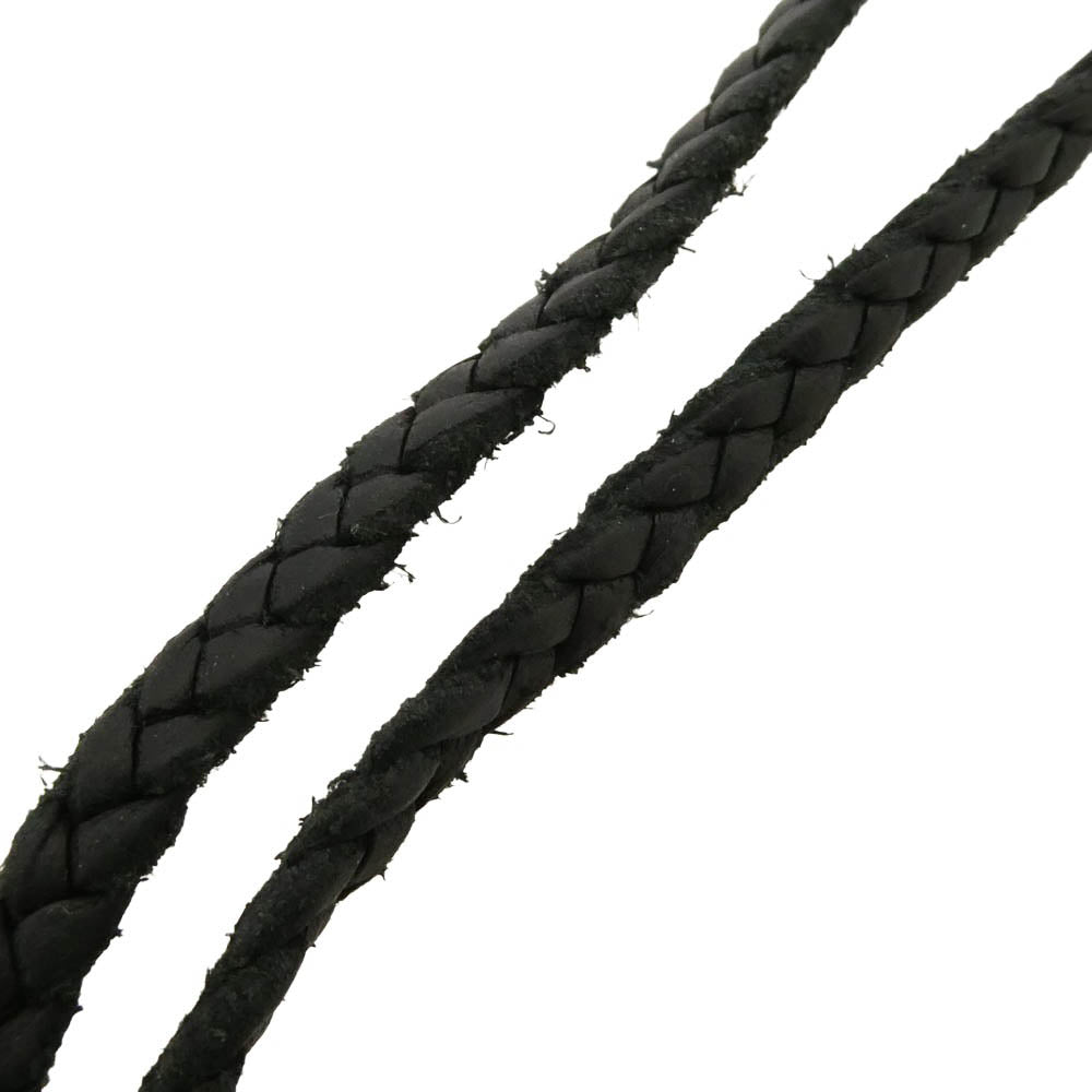 CHROME HEARTS クロムハーツ（原本無） LEATHER BRAID SC スクロールチップ レザーブレード レザーブレイド ネックレス ブラック系【中古】
