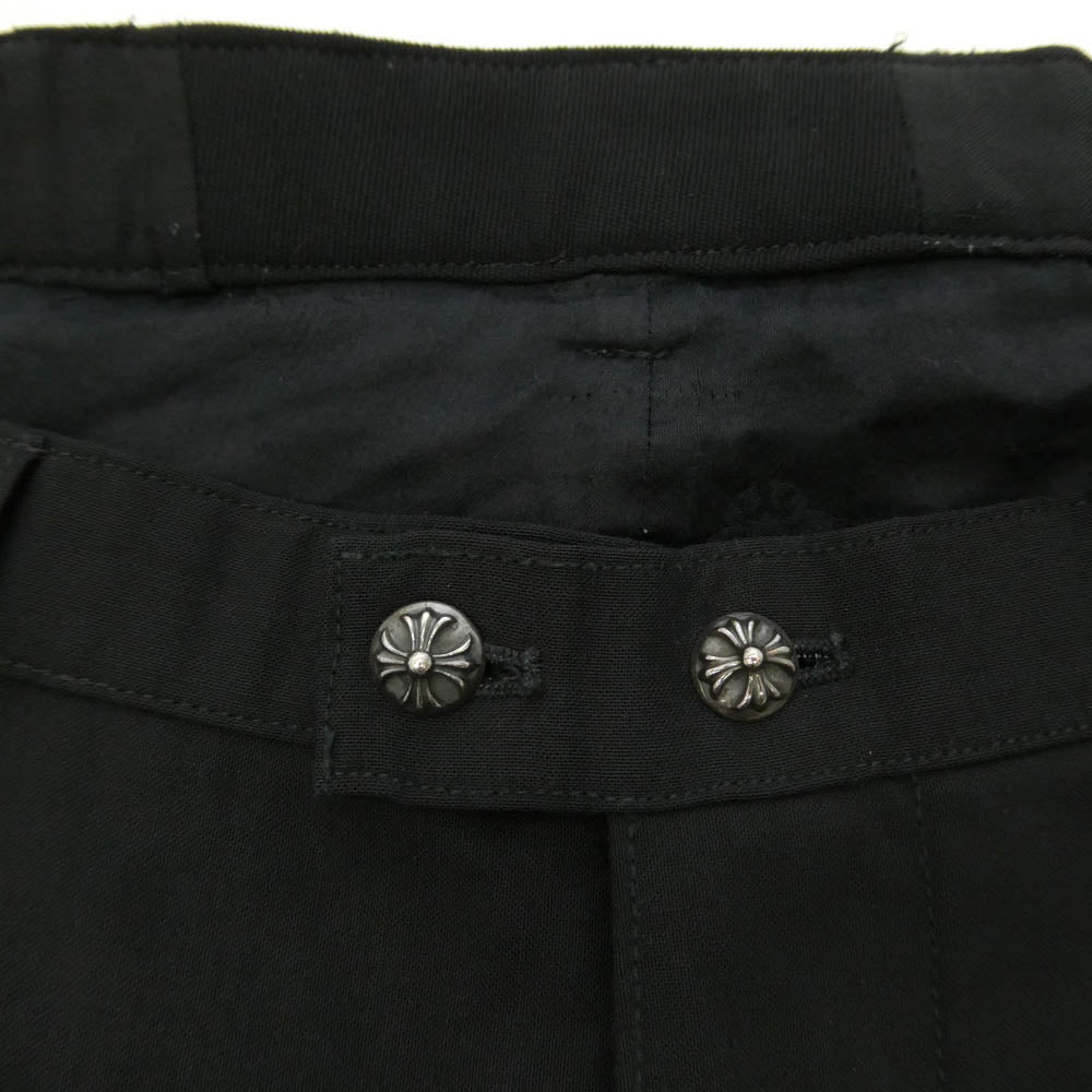 CHROME HEARTS クロムハーツ（原本無） クロスボールボタン フレアニー ウール トラウザー スラックス ロングパンツ ブラック系 32【中古】