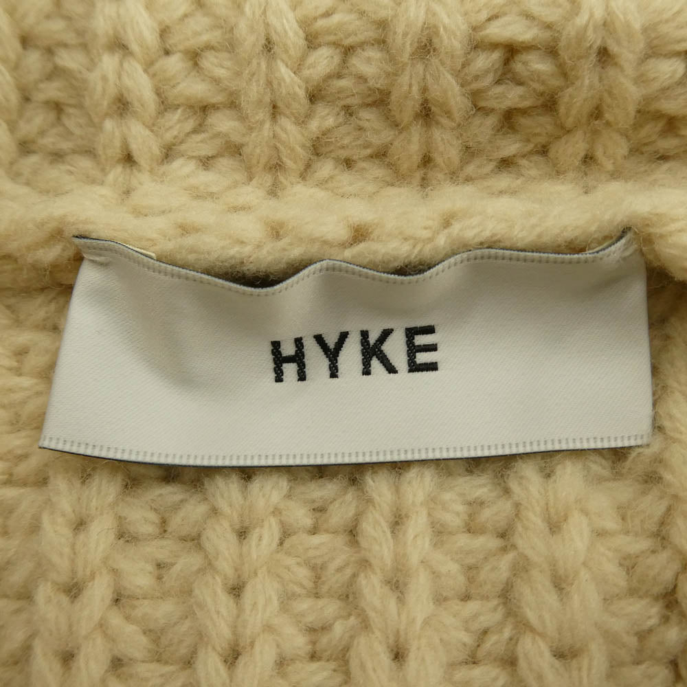 HYKE ハイク ケーブル ニット タートル ネック ウォーマー フリンジ ベスト オフホワイト系【中古】