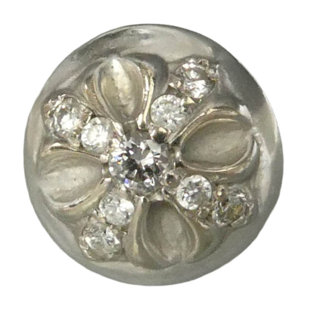 CHROME HEARTS クロムハーツ（原本有） STUD CRSBLL DIA PAVEダイヤ 18KWG パヴェダイヤ クロスボール スタッド ピアス ホワイトゴールド シルバー系【中古】