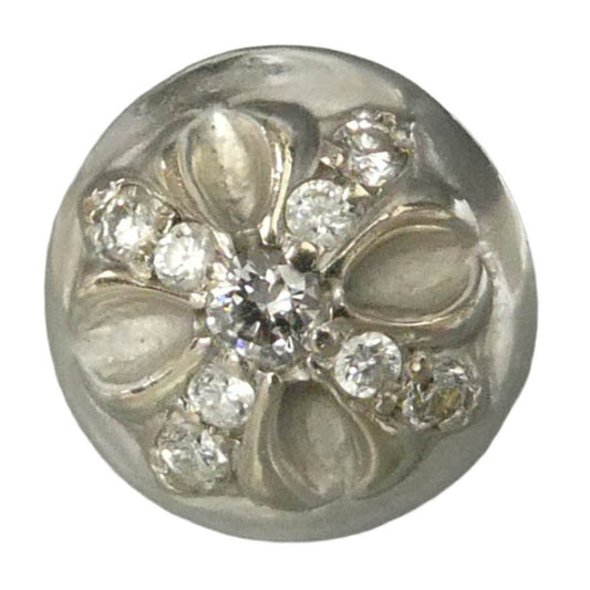 CHROME HEARTS クロムハーツ（原本有） STUD CRSBLL DIA PAVEダイヤ 18KWG パヴェダイヤ クロスボール スタッド ピアス ホワイトゴールド シルバー系【中古】