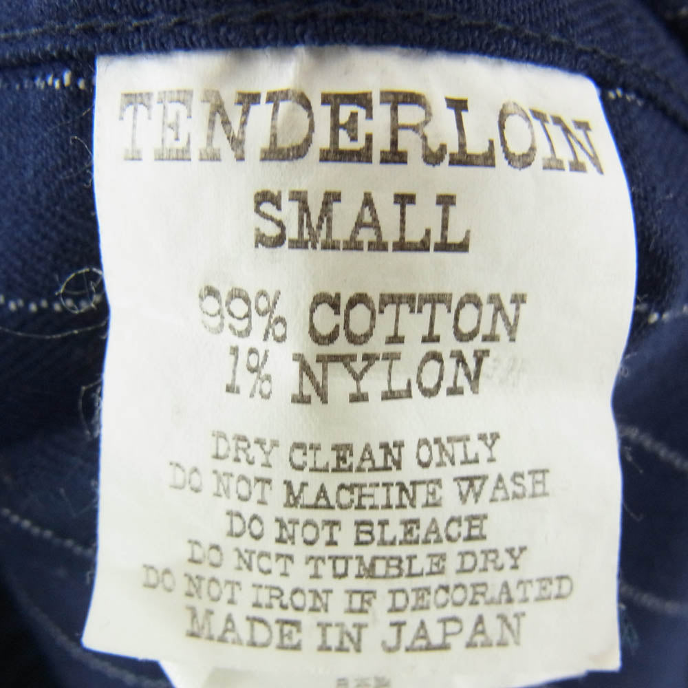 TENDERLOIN テンダーロイン T-G.S SHT SO ワッペン付 コットン ヘリンボーン ストライプ 長袖 ワークシャツ ネイビー系 S【中古】