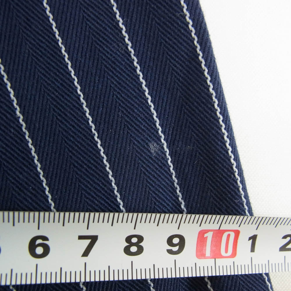 TENDERLOIN テンダーロイン T-G.S SHT SO ワッペン付 コットン ヘリンボーン ストライプ 長袖 ワークシャツ ネイビー系 S【中古】