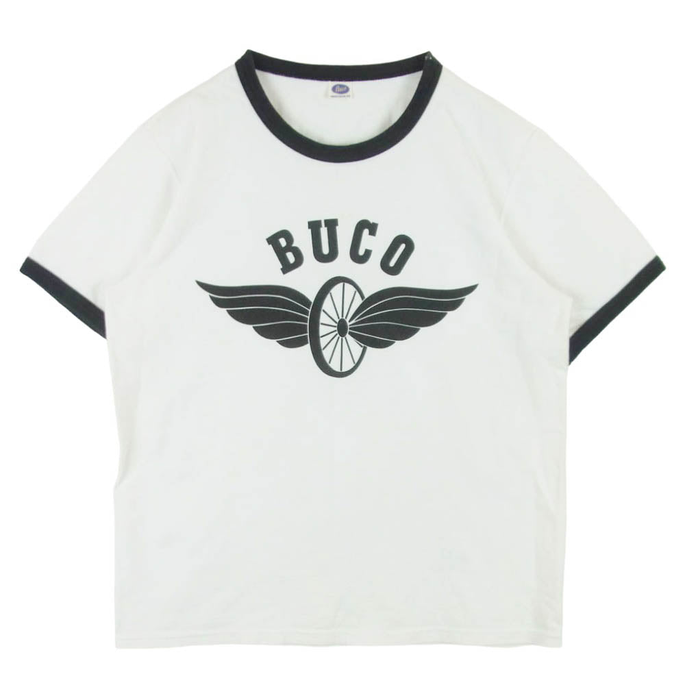 The REAL McCOY'S ザリアルマッコイズ FLYING WHEEL プリント トリム 半袖 Tシャツ アイボリー系 M 38 - 40【中古】
