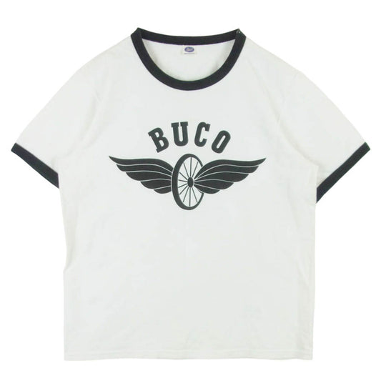 The REAL McCOY'S ザリアルマッコイズ FLYING WHEEL プリント トリム 半袖 Tシャツ アイボリー系 M 38 - 40【中古】