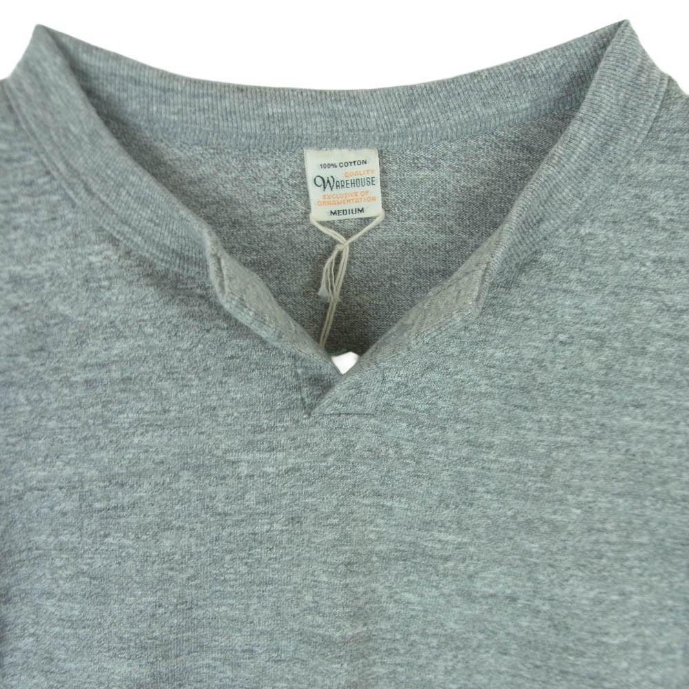 WAREHOUSE ウエアハウス 4082 1button Henley 1ボタン ヘンリーネック 半袖 Tシャツ グレー系 HEATHER GRAY M【極上美品】【中古】