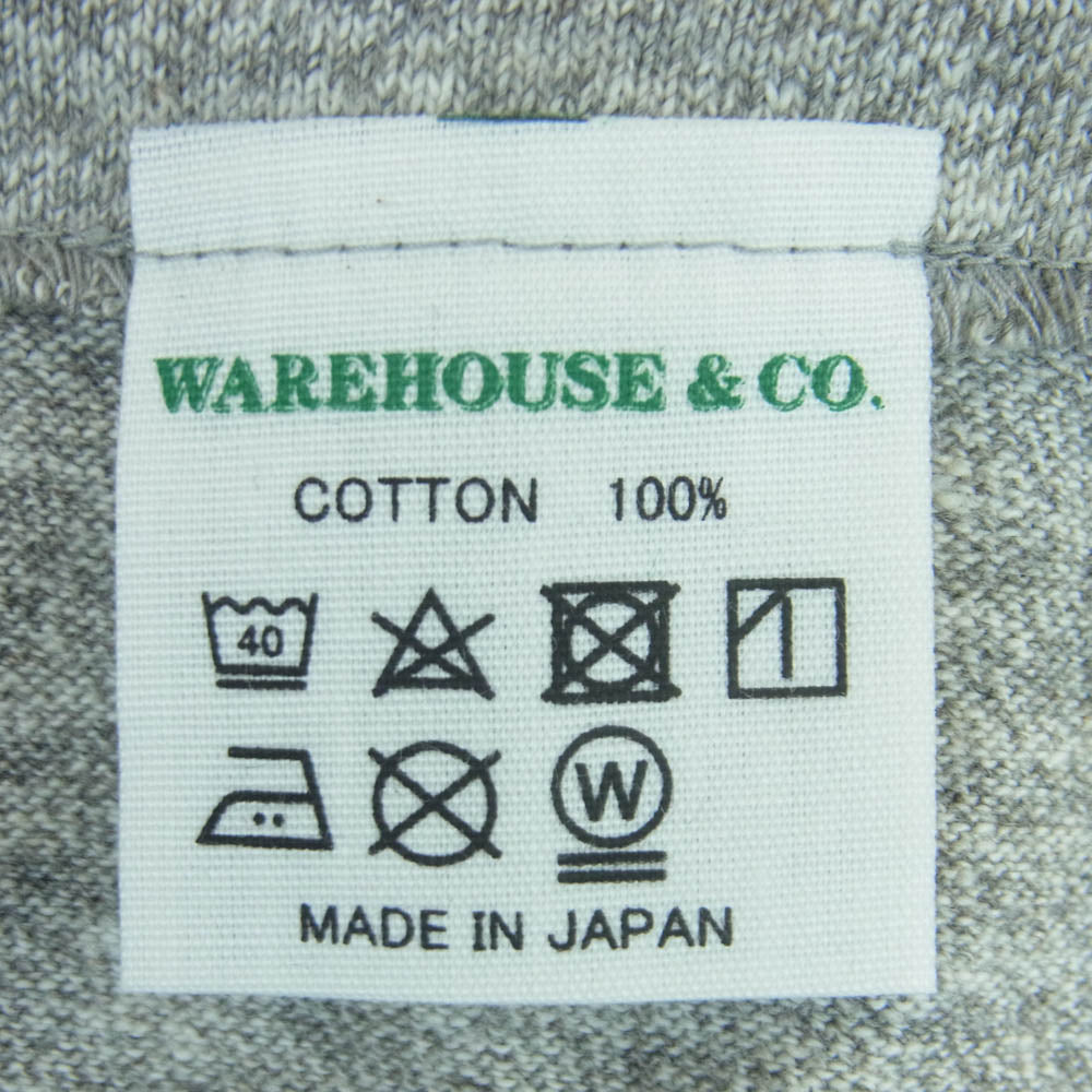 WAREHOUSE ウエアハウス 4082 1button Henley 1ボタン ヘンリーネック 半袖 Tシャツ グレー系 HEATHER GRAY M【極上美品】【中古】