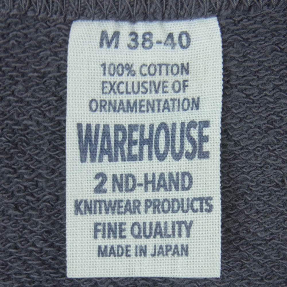 WAREHOUSE ウエアハウス 4104 ΔΣΦ プリント セコハン 半袖 スウェット トレーナー ネイビー系 NAVY M 38-40【極上美品】【中古】