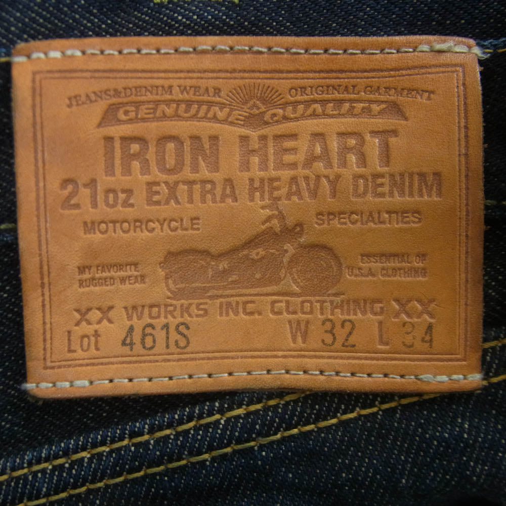 IRON HEART アイアンハート 461S 21oz SELVEDGE DENIM 21オンス セルビッチ ブーツカット デニム パンツ ジーンズ インディゴブルー系 W32 L34【中古】