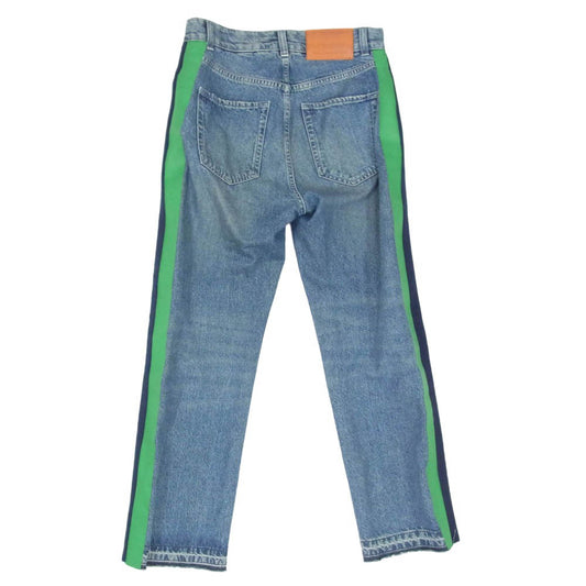 Stella McCartney ステラマッカートニー ALL IS LOVE 素材切替 サイドライン ジップフライ カットオフ デニムパンツ ジーンズ インディゴブルー系 29【中古】