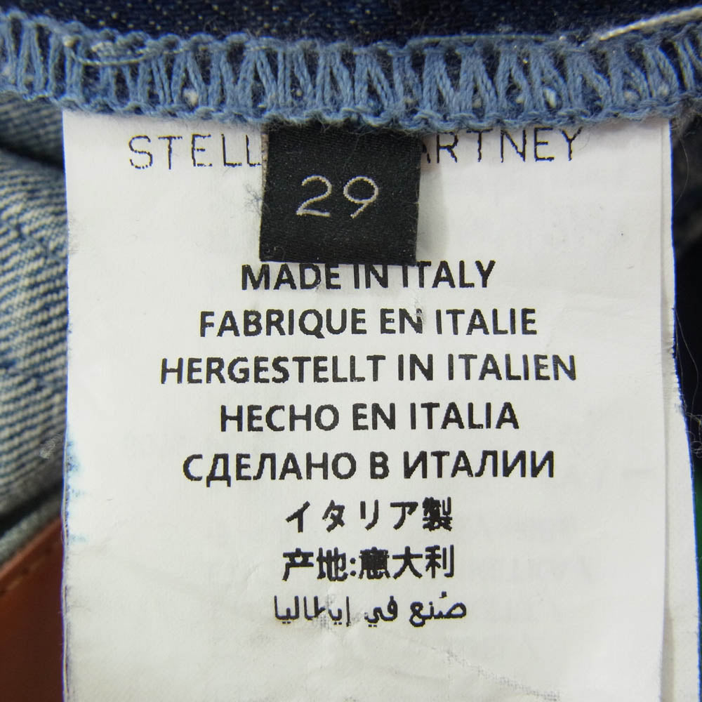 Stella McCartney ステラマッカートニー ALL IS LOVE 素材切替 サイドライン ジップフライ カットオフ デニムパンツ ジーンズ インディゴブルー系 29【中古】
