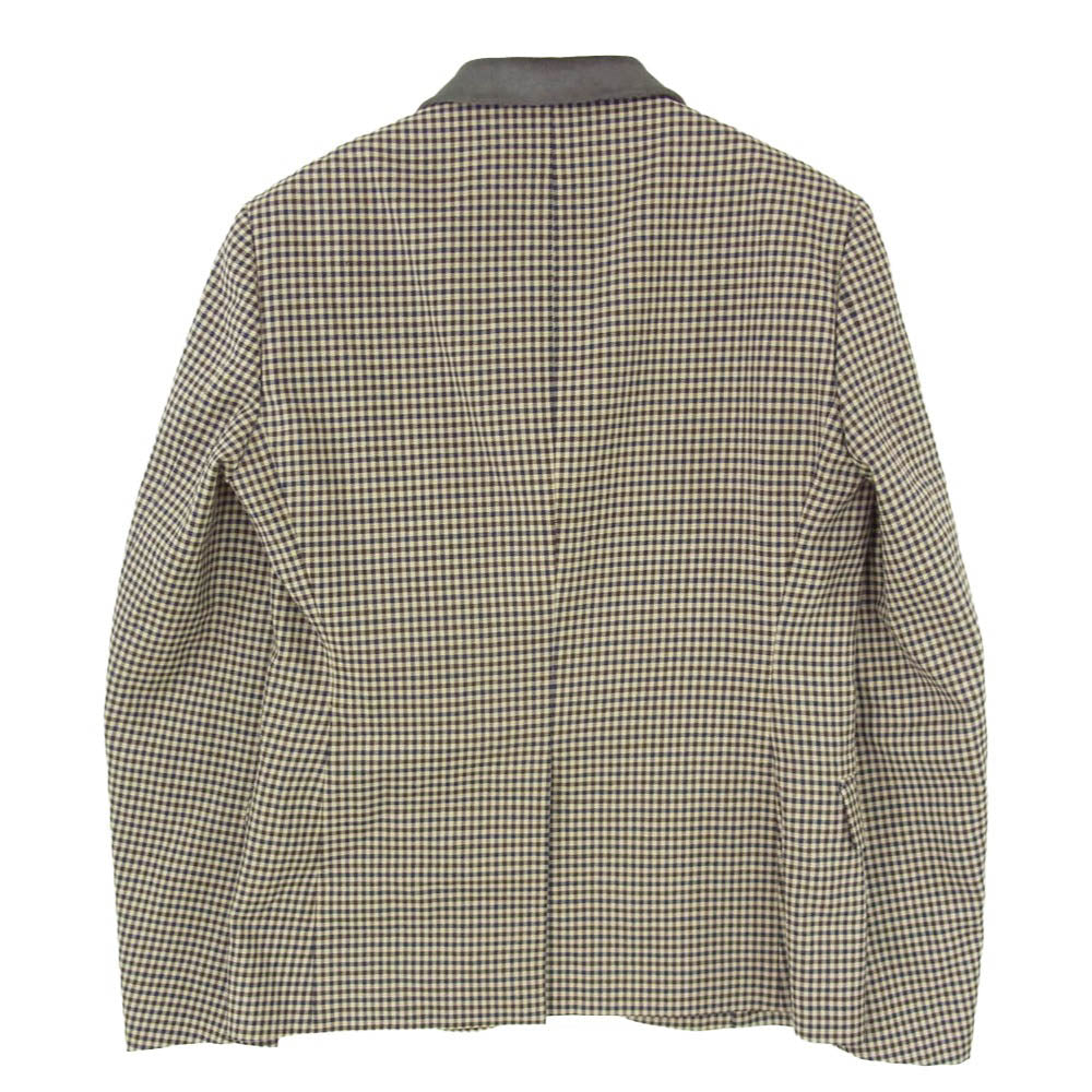 kolor カラー 16AW 16WCM-J08109 3B 襟レザー ハラコ ガンクラブ チェック ウール テーラードジャケット ブラウン系 2【美品】【中古】