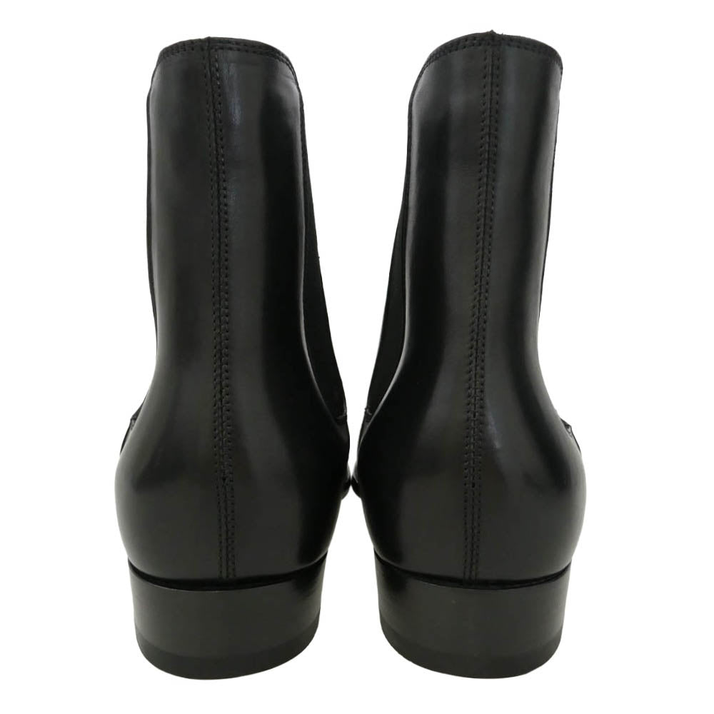 SAINT LAURENT サンローラン 592438 クラシック ワイアット サイドゴア レザー チェルシー ブーツ ブラック系 41.5【極上美品】【中古】