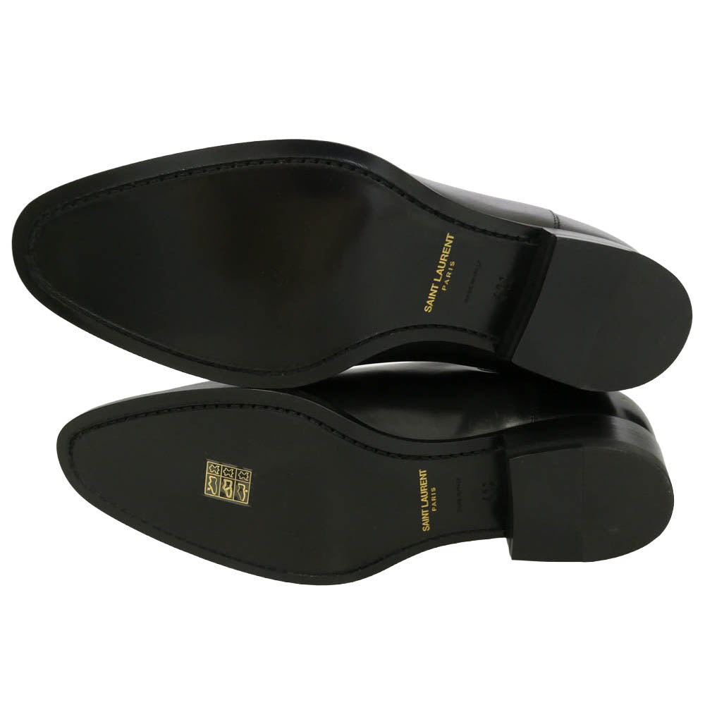 SAINT LAURENT サンローラン 592438 クラシック ワイアット サイドゴア レザー チェルシー ブーツ ブラック系 41.5【極上美品】【中古】