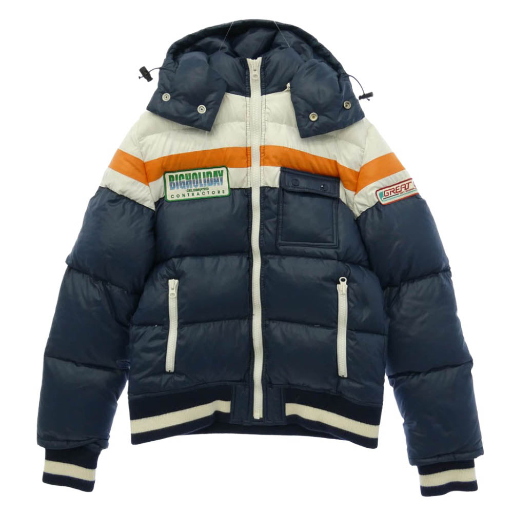 TMT ティーエムティー TJK-F0817 DOWN JACKET ナイロン フード付き ダウン ジャケット ネイビー系 S【中古】