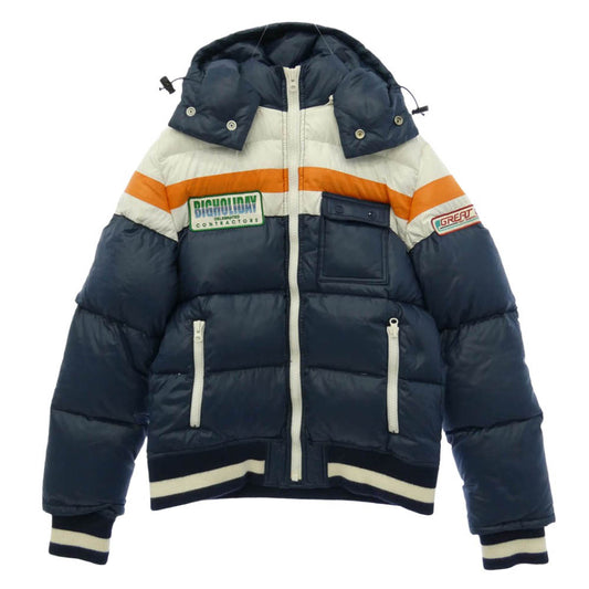 TMT ティーエムティー TJK-F0817 DOWN JACKET ナイロン フード付き ダウン ジャケット ネイビー系 S【中古】