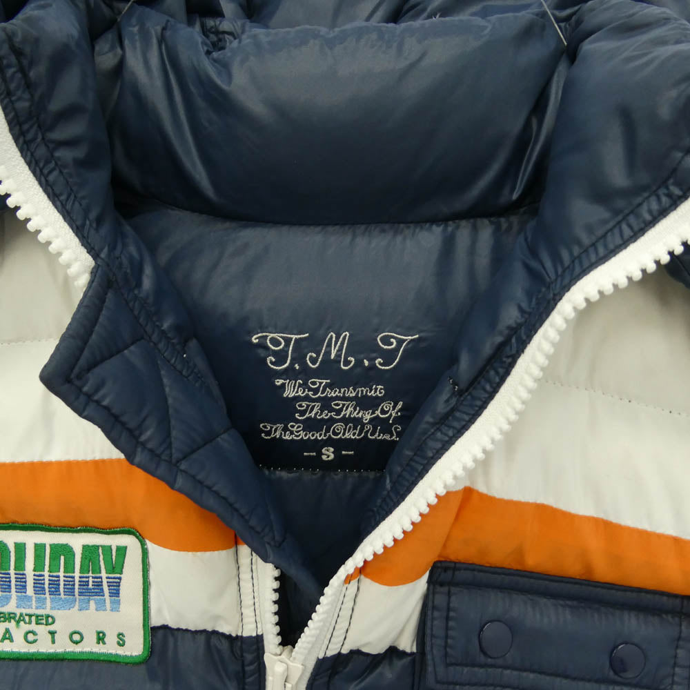 TMT ティーエムティー TJK-F0817 DOWN JACKET ナイロン フード付き ダウン ジャケット ネイビー系 S【中古】