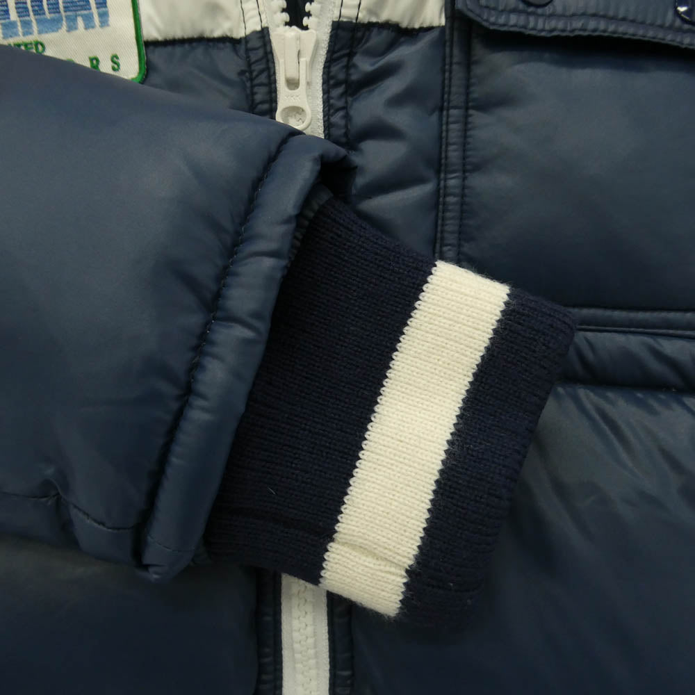 TMT ティーエムティー TJK-F0817 DOWN JACKET ナイロン フード付き ダウン ジャケット ネイビー系 S【中古】