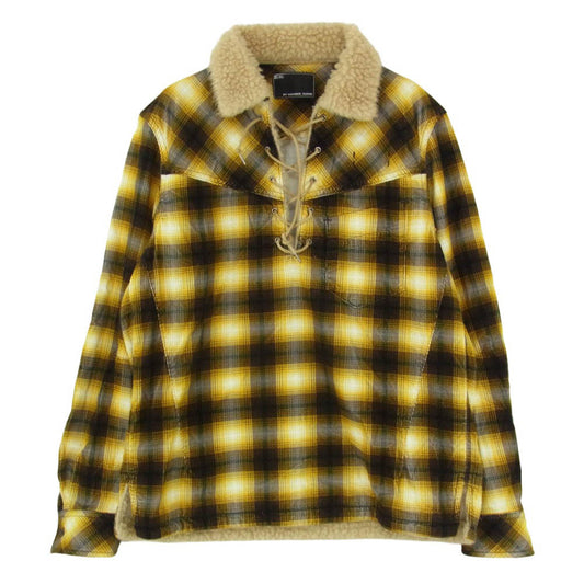 NUMBER(N)INE ナンバーナイン n(n) BY NUMBER (N)INE レースアップ プルオーバー ボア チェック シャツ イエロー系 ２【中古】