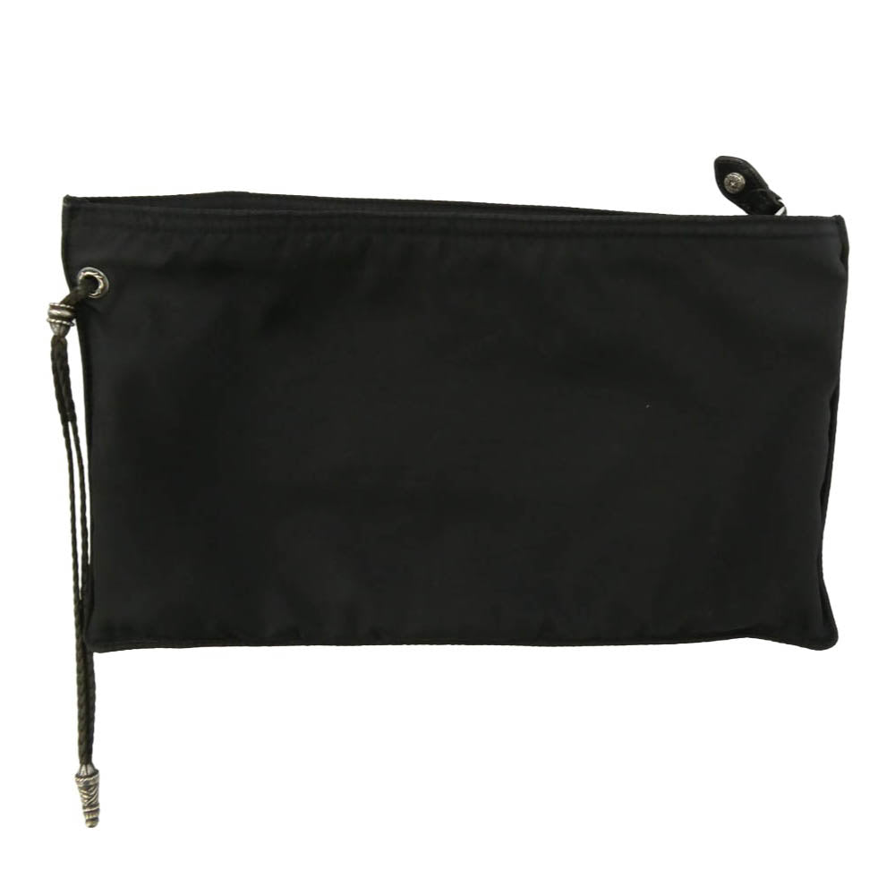 CHROME HEARTS クロムハーツ（原本無） レザーブレード付 ナイロン ポーチ クラッチバッグ【中古】
