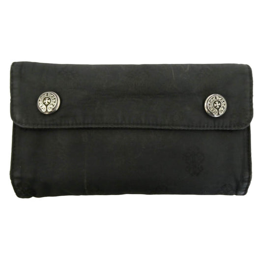 CHROME HEARTS クロムハーツ（原本無） WAVE ウェーブウォレット ホースシューボタン 総柄 ナイロンウォレット 財布 ブラック系【中古】