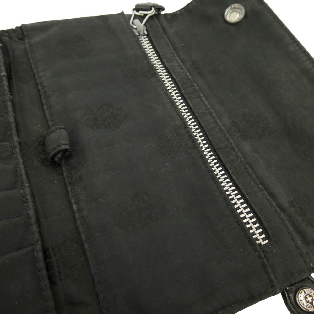 CHROME HEARTS クロムハーツ（原本無） WAVE ウェーブウォレット ホースシューボタン 総柄 ナイロンウォレット 財布 ブラック系【中古】