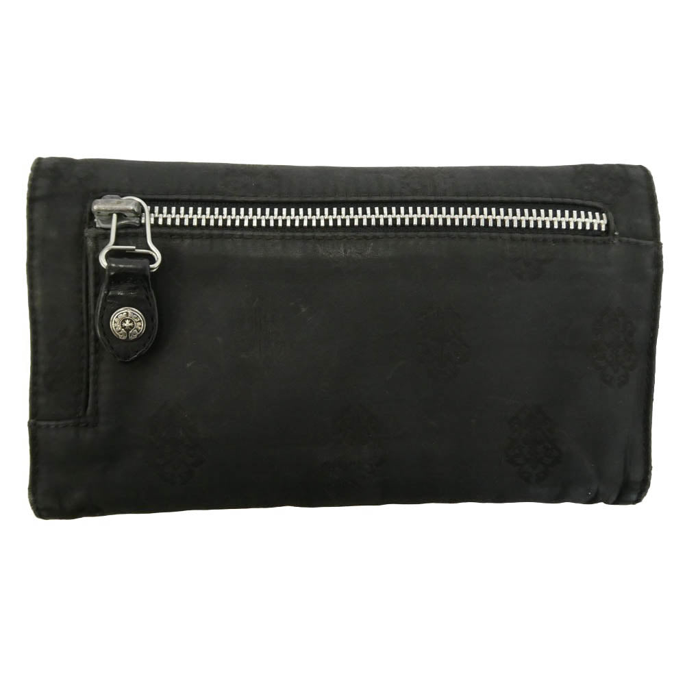 CHROME HEARTS クロムハーツ（原本無） WAVE ウェーブウォレット ホースシューボタン 総柄 ナイロンウォレット 財布 ブラック系【中古】