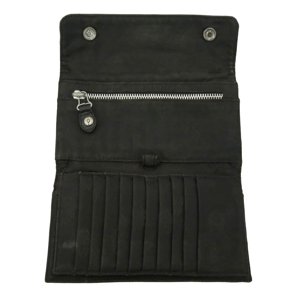CHROME HEARTS クロムハーツ（原本無） WAVE ウェーブウォレット ホースシューボタン 総柄 ナイロンウォレット 財布 ブラック系【中古】