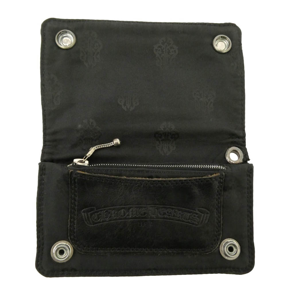 CHROME HEARTS クロムハーツ（原本無） 1ZIP 総柄 ナイロン ウォレット 二つ折り財布 ブラック系【中古】