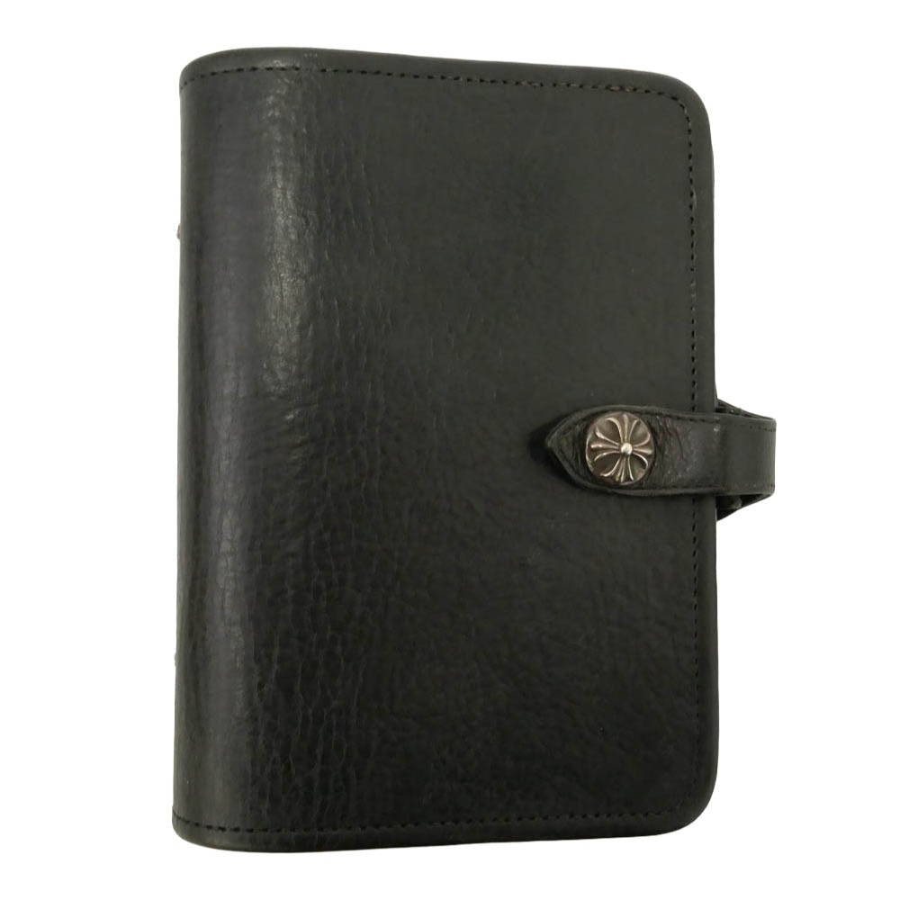 CHROME HEARTS クロムハーツ（原本無） AGENDA PLAIN アジェンダ クロスボールボタン レザー 手帳カバー ブラック系【中古】