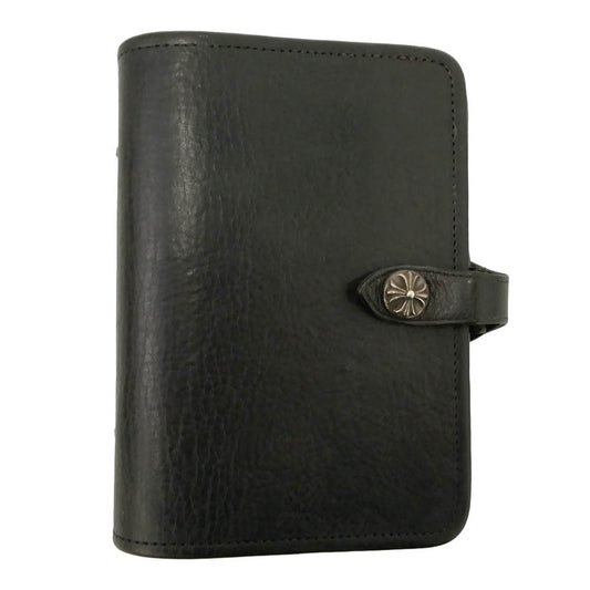 CHROME HEARTS クロムハーツ（原本無） AGENDA PLAIN アジェンダ クロスボールボタン レザー 手帳カバー ブラック系【中古】