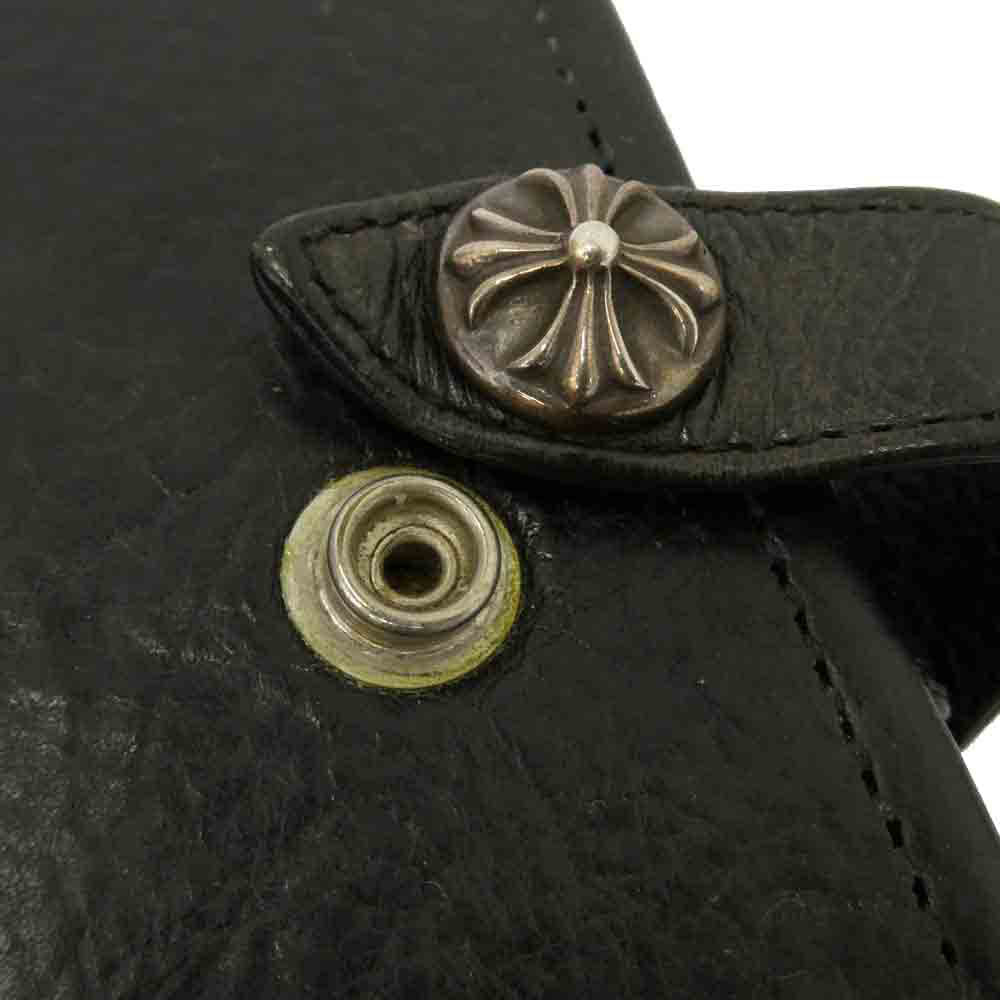 CHROME HEARTS クロムハーツ（原本無） AGENDA PLAIN アジェンダ クロスボールボタン レザー 手帳カバー ブラック系【中古】