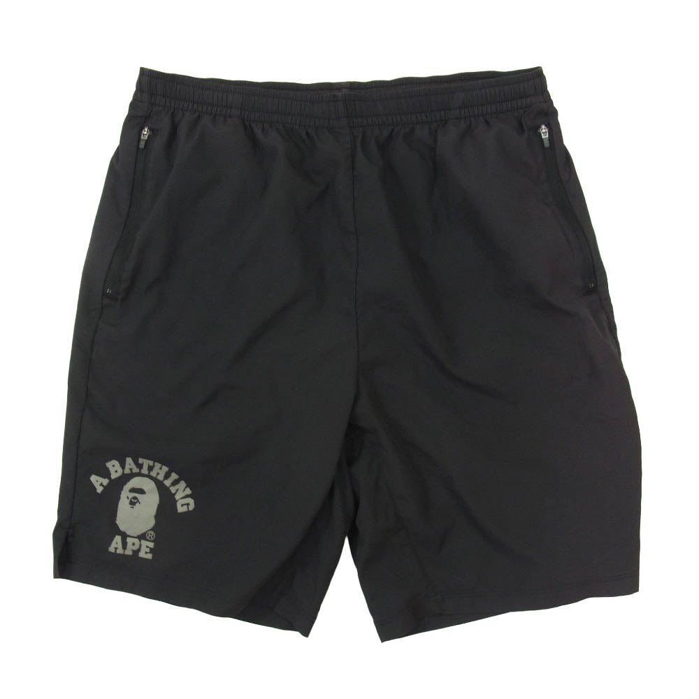 A BATHING APE アベイシングエイプ 001GDC701028X ロゴ プリント ショーツ ショート ハーフ パンツ ブラック系 L【中古】