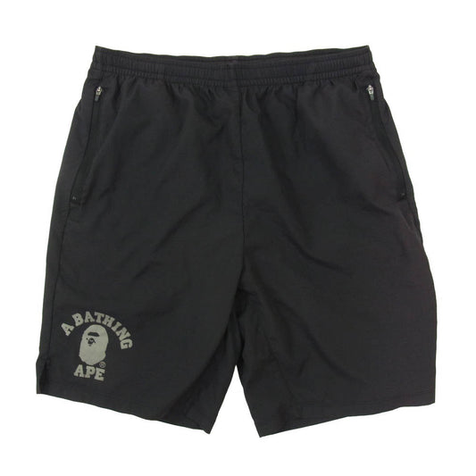 A BATHING APE アベイシングエイプ 001GDC701028X ロゴ プリント ショーツ ショート ハーフ パンツ ブラック系 L【中古】