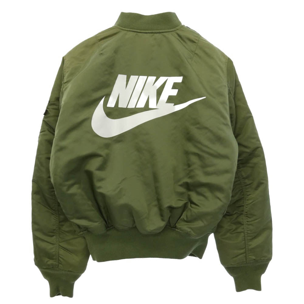 NIKE ナイキ x ALPHA アルファ MA-1 ロゴプリント ブルゾン ジャケット モスグリーン系 M【中古】