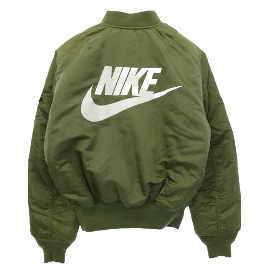 NIKE ナイキ x ALPHA アルファ MA-1 ロゴプリント ブルゾン ジャケット モスグリーン系 M【中古】