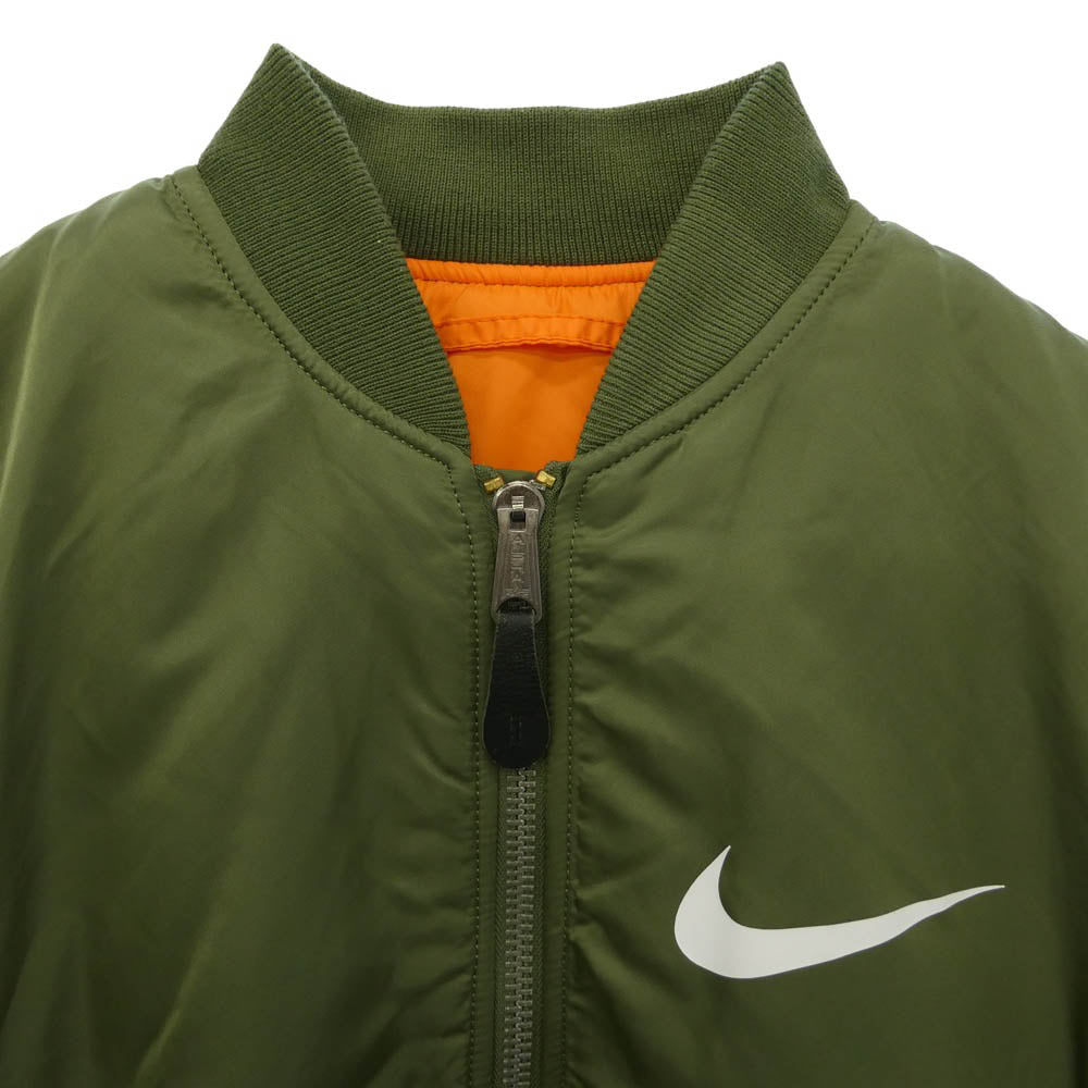 NIKE ナイキ x ALPHA アルファ MA-1 ロゴプリント ブルゾン ジャケット モスグリーン系 M【中古】