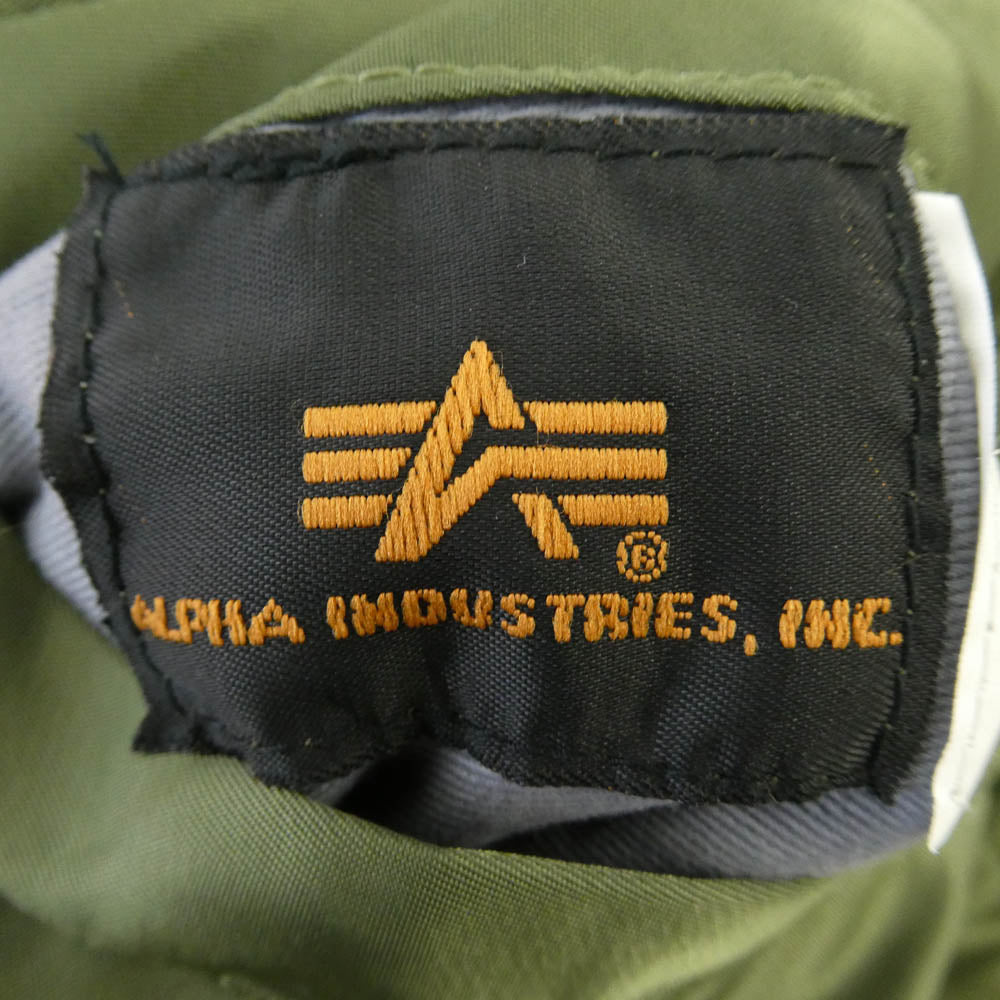 NIKE ナイキ x ALPHA アルファ MA-1 ロゴプリント ブルゾン ジャケット モスグリーン系 M【中古】