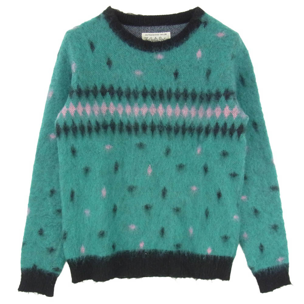 WACKO MARIA ワコマリア 14AW 14AW-KNT-18 50s DIAMOND ダイアモンド モヘア ニット クルーネック セーター グリーン系 S【中古】