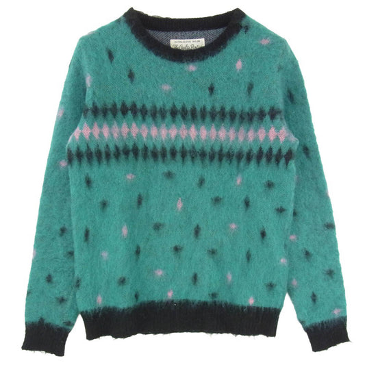 WACKO MARIA ワコマリア 14AW 14AW-KNT-18 50s DIAMOND ダイアモンド モヘア ニット クルーネック セーター グリーン系 S【中古】