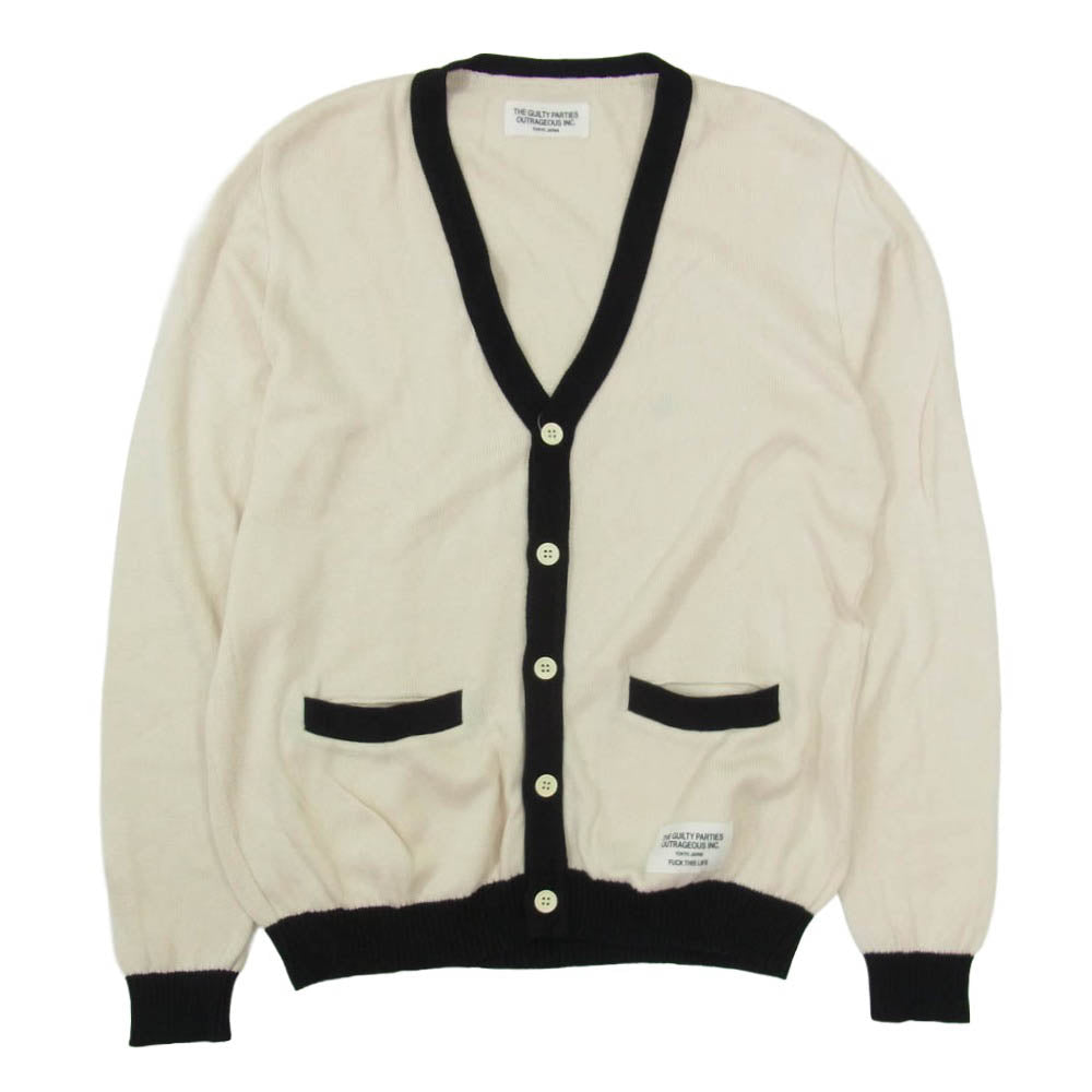 WACKO MARIA ワコマリア 13SS 13SS-KNT-07 ニット Vネック カーディガン オフホワイト系 M【中古】