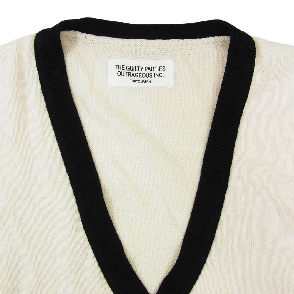WACKO MARIA ワコマリア 13SS 13SS-KNT-07 ニット Vネック カーディガン オフホワイト系 M【中古】