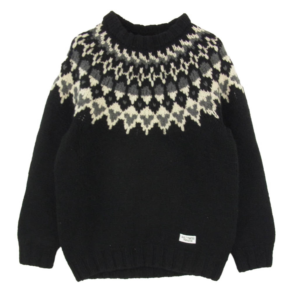 WACKO MARIA ワコマリア 16AW 16FW-WMK-KN12 NORDIC SWEATER ノルディック ウール ニット クルーネック セーター ブラック系 S【中古】
