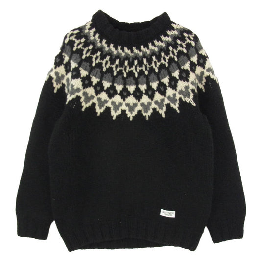 WACKO MARIA ワコマリア 16AW 16FW-WMK-KN12 NORDIC SWEATER ノルディック ウール ニット クルーネック セーター ブラック系 S【中古】