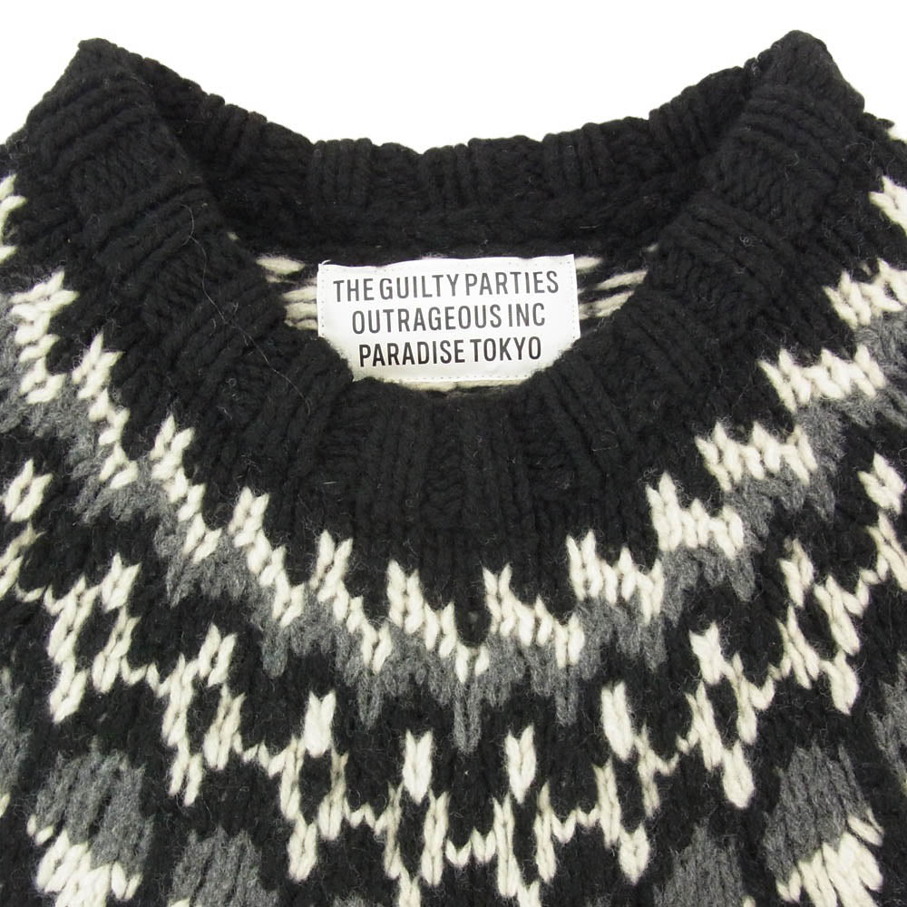 WACKO MARIA ワコマリア 16AW 16FW-WMK-KN12 NORDIC SWEATER ノルディック ウール ニット クルーネック セーター ブラック系 S【中古】